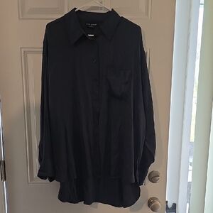 Lane Bryant Navy Button-Down Shirt